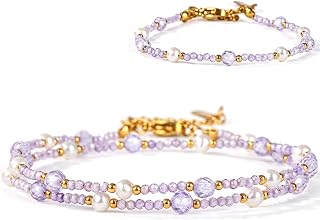Handmade Dainty Necklaces, Freshwater Pearl Beaded Necklace & Bracelet Set(Materials: Freshwater Pearl, Zircon), Timeless Classic Elegant Minimalist Jewelry Gift For Women