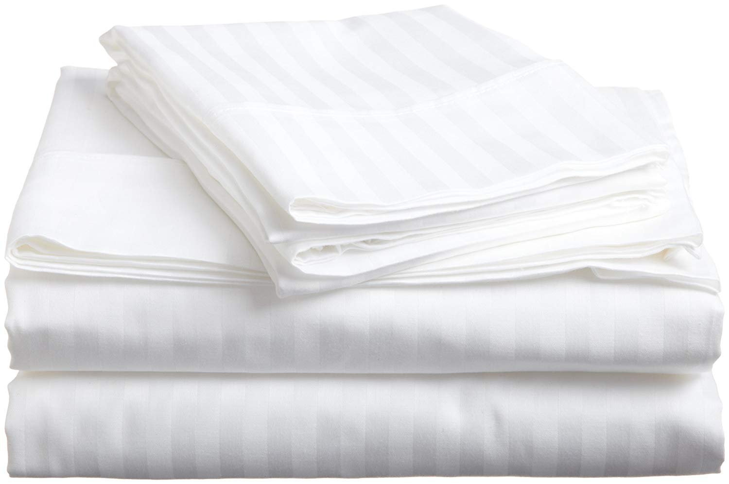 Amigozone White 100% Egyption Cotton Deep Fitted 300 Thread Count Saten Stripe Fitted Sheets (, Pair Of Pillow Cases Only)