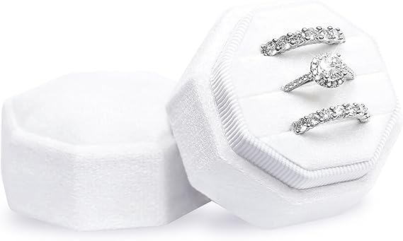 Amazon.com: BLUTETE Velvet 3 Slots Jewelry Ring Box Engagement Wedding ...