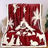 Christmas Jesus Throw Blanket Christian Gifts for Women 50 x 60 Christmas Flannel Blanket Religious Warm Throw Blanket Printed Cozy Throws for Winter Bedding Couch Gifts for Women(Oh Holy Night)
