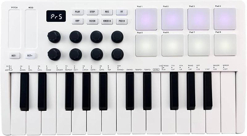 Teclado controlador MIDI inalámbrico de 25 teclas con pads RGB y perillas de control | Crea música en cualquier lugar con un controlador MIDI inalámbrico de 25 teclas con pads RGB, controles inteligentes y compatibilidad con DAW.