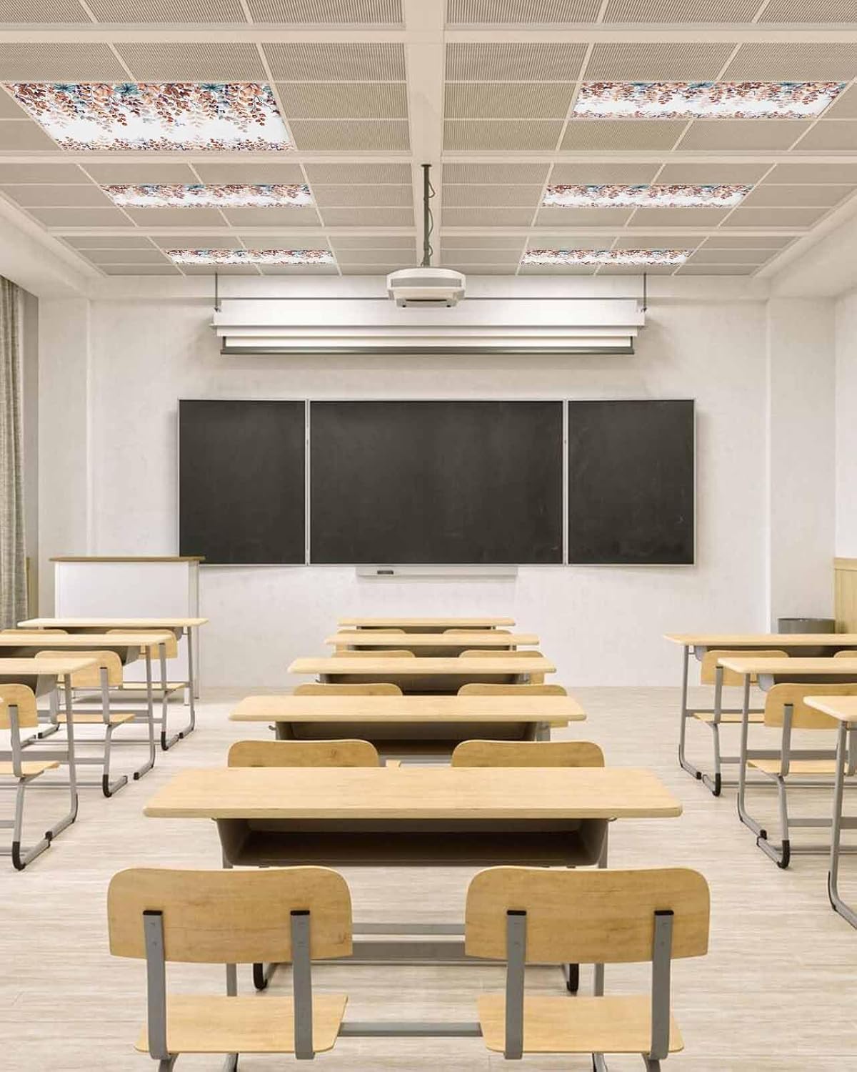 Fluorescent Light Covers for Ceiling Lights Fall Orange Eucalyptus Leaves Magnetic Light Filters 4 Pack 4x2 ft Berry Branch Plant Ceiling Light Cover for Classroom Office School Drop Lamp Autumn Decor