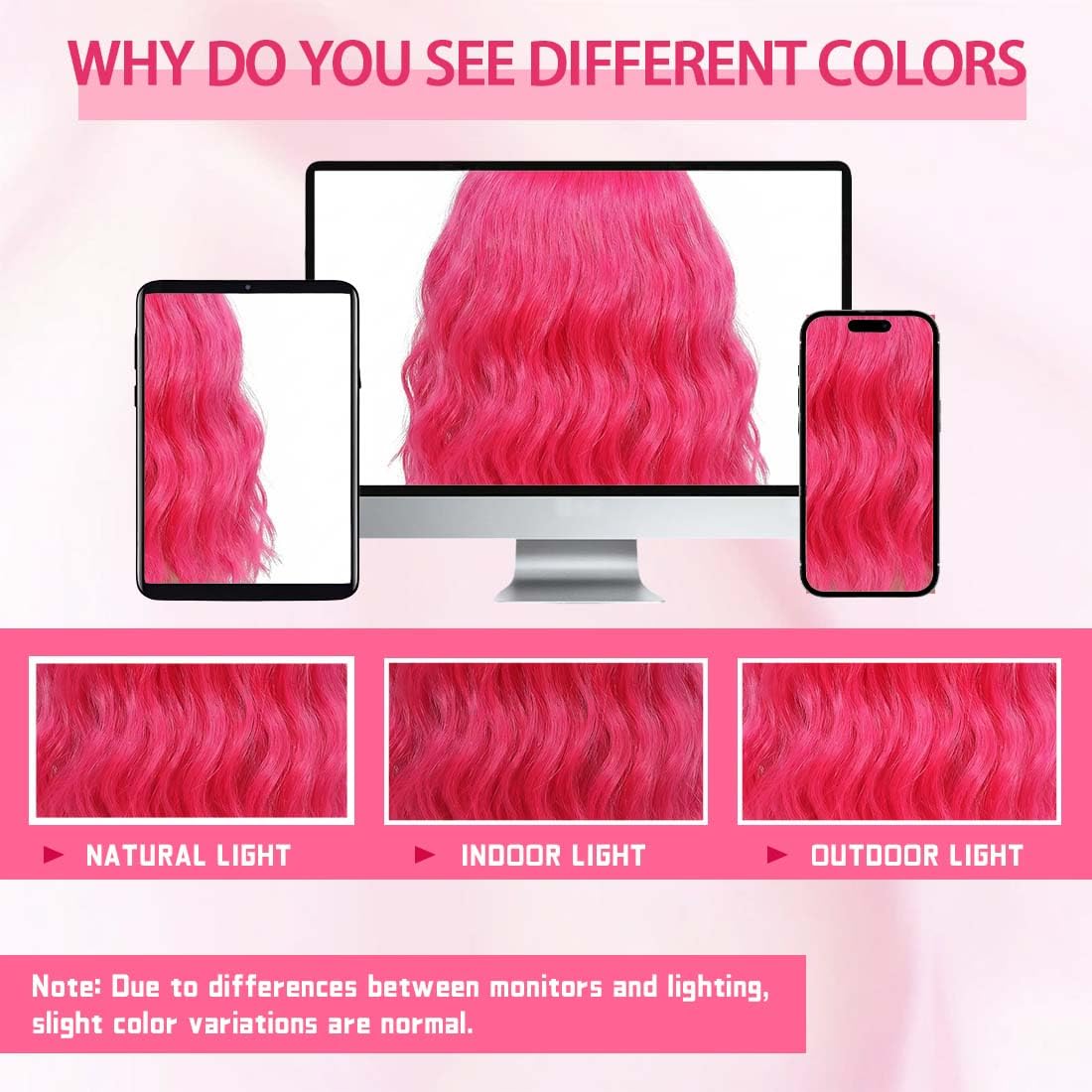 Pastel Hot Pink Wavy Bob Wig for Women, Short Shoulder Length Synthetic Wig with Bangs, Matte Natural Realistic Look Lightweight Hairpiece, Hot Pink Color for Gift & Cosplay Costume