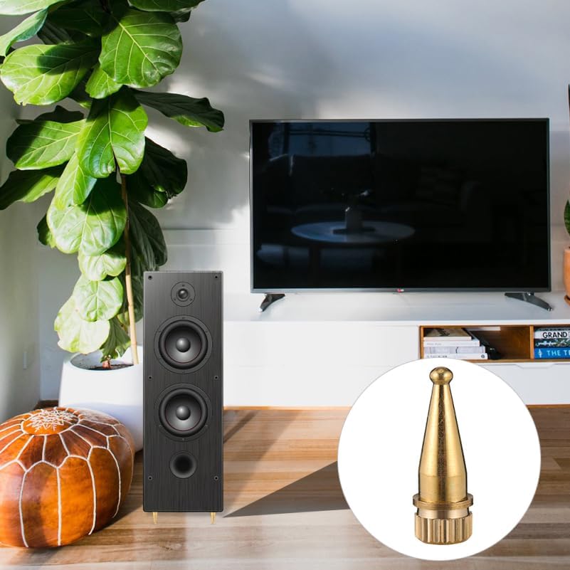 SUPVOX Copper Speaker Spikes Feet Set 8Pcs Shockproof Isolation Pads for Speaker Stand Protect Hardwood Floors Enhance Audio Quality