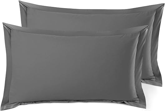 Nestl Soft Pillow Shams Set of 2 - Double Brushed Microfiber Pillow Covers - Hotel Style Premium Bed Pillow Cases, with 1.5 Decorative Flange, King 20"x36" - Gray