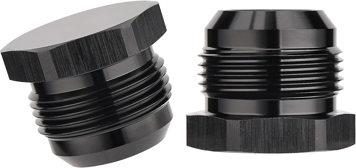 EVIL ENERGY 6AN Male Flare Blanking Plug Fitting Adapter Hex Aluminum Black,Pack of 2