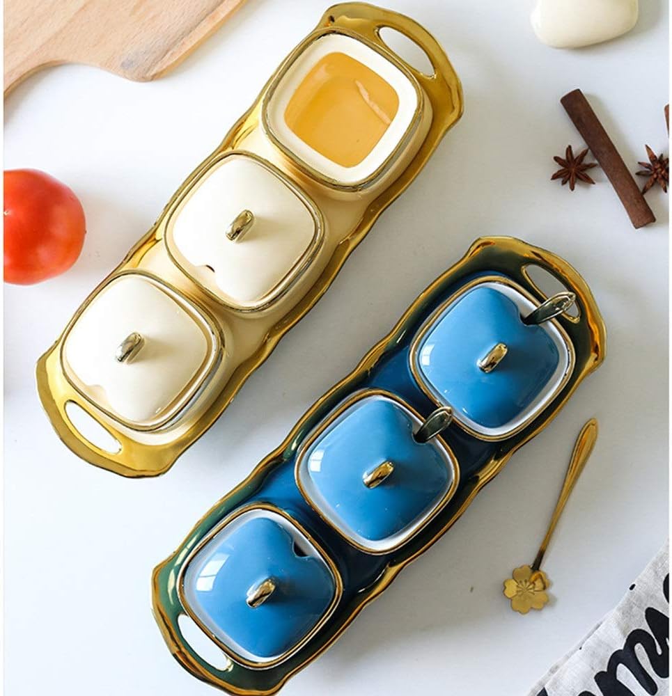 おしゃれな「調味料入れ」39選！料理の手際と楽しみがUPするデザイン | キナリノ スパイス貯蔵容器 合わせ調味料ポットセットセラミックキッチン塩スパイスジャートレイ 保管用、キャニスターセット (色 : ベージュ,