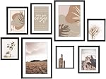 ArtbyHannah Gallery Wall Frame Set, Neutral Modern Art Prints,Picture Frames Collage Wall Decor for Living Room, 8 Pack in Multiple Sizes(11x14 inch,8x10 inch,6x8 inch)