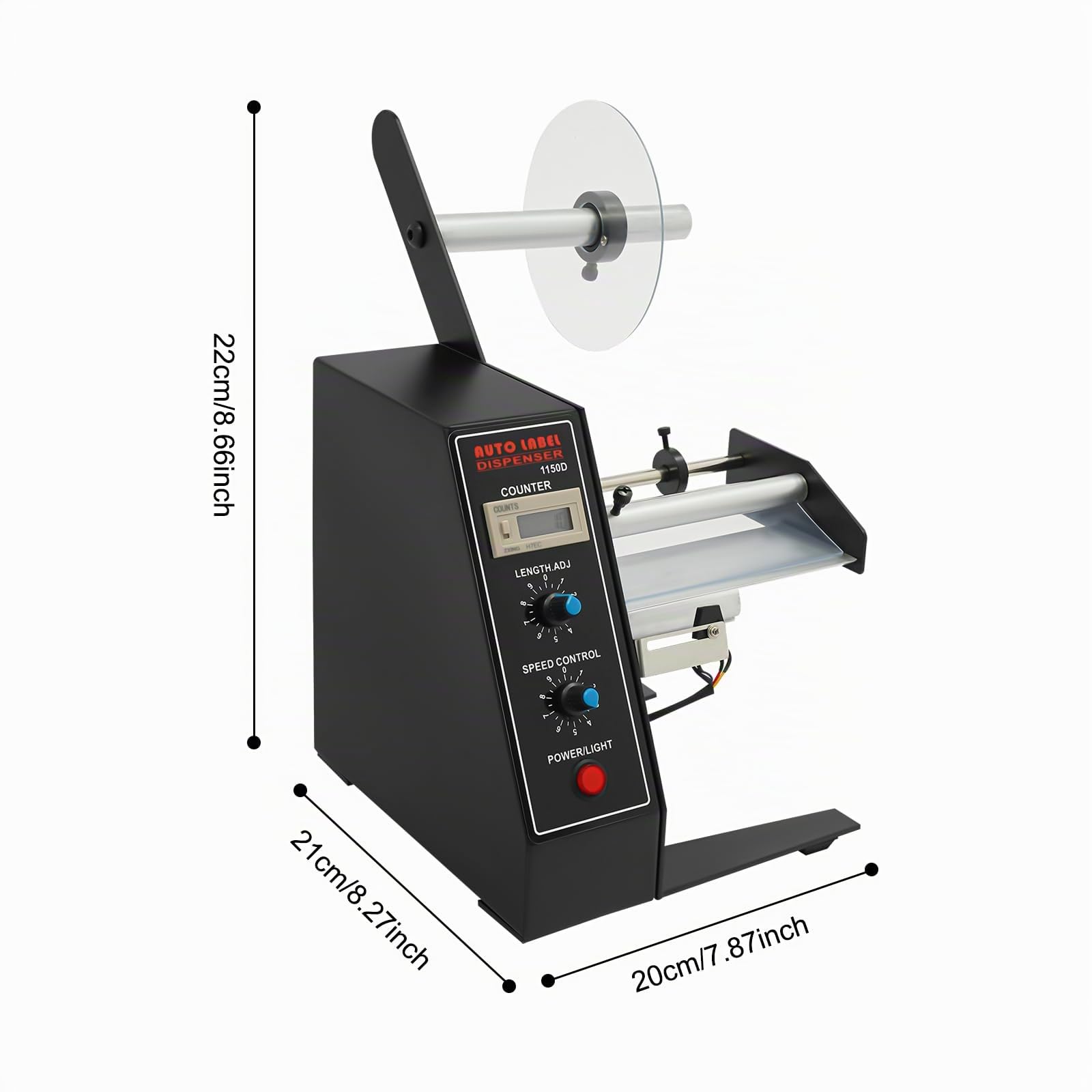 Automatischer Etikettenspender Mit digitaler Anzeige Etikettiermaschine Etikettiergerät max. Breite 140 mm Länge 200 mm