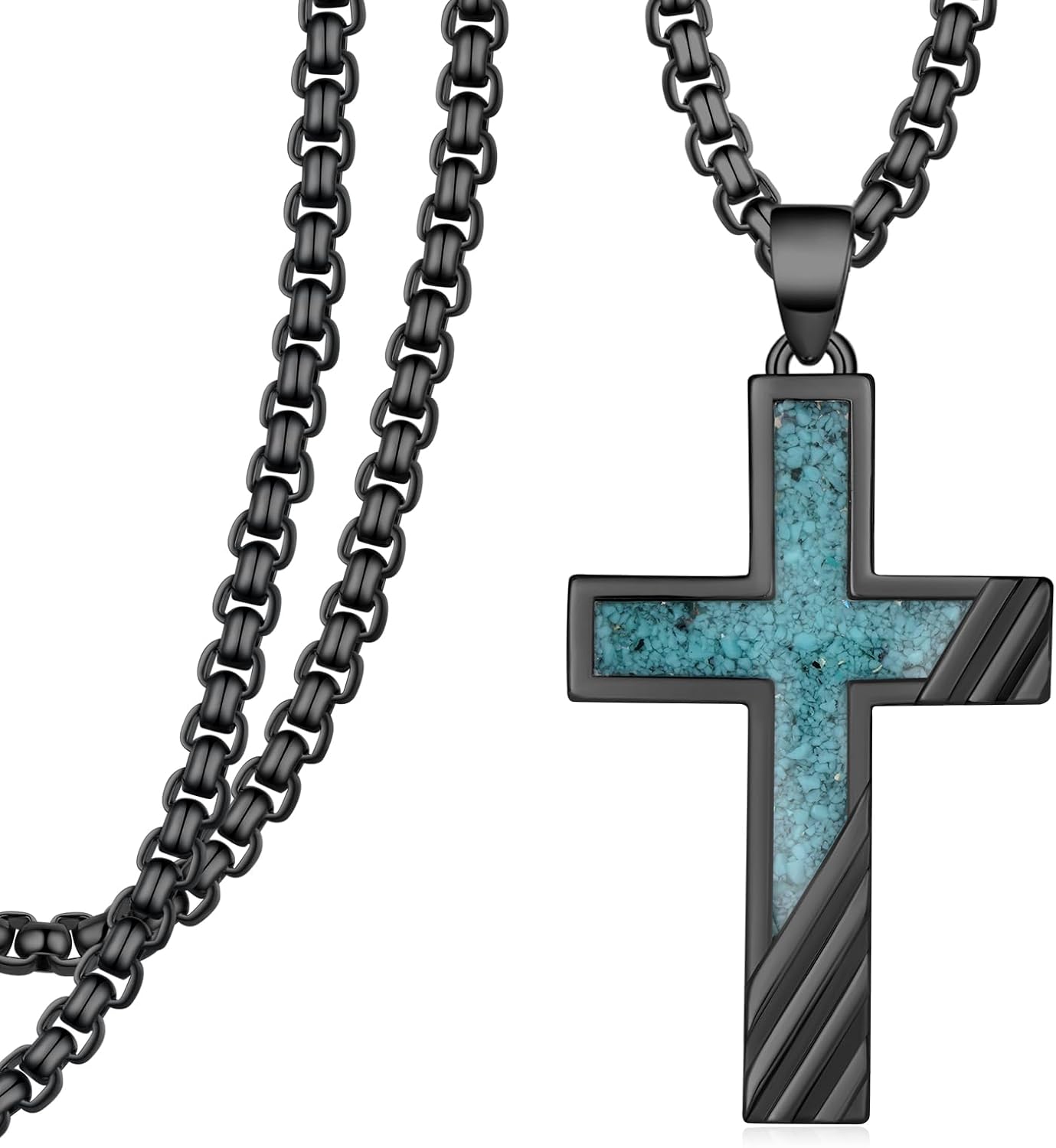 Cross Necklace 925 Sterling Silver Turquoise Cross Necklace Christian Jewelry Gifts for Men