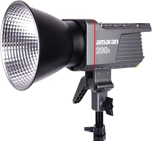 Amaran 200x luz de video LED bicolor, 200W 2700-6500k 51600lux@3.3 ft Bluetooth App Control 9 efectos de iluminación incorporados fuente de