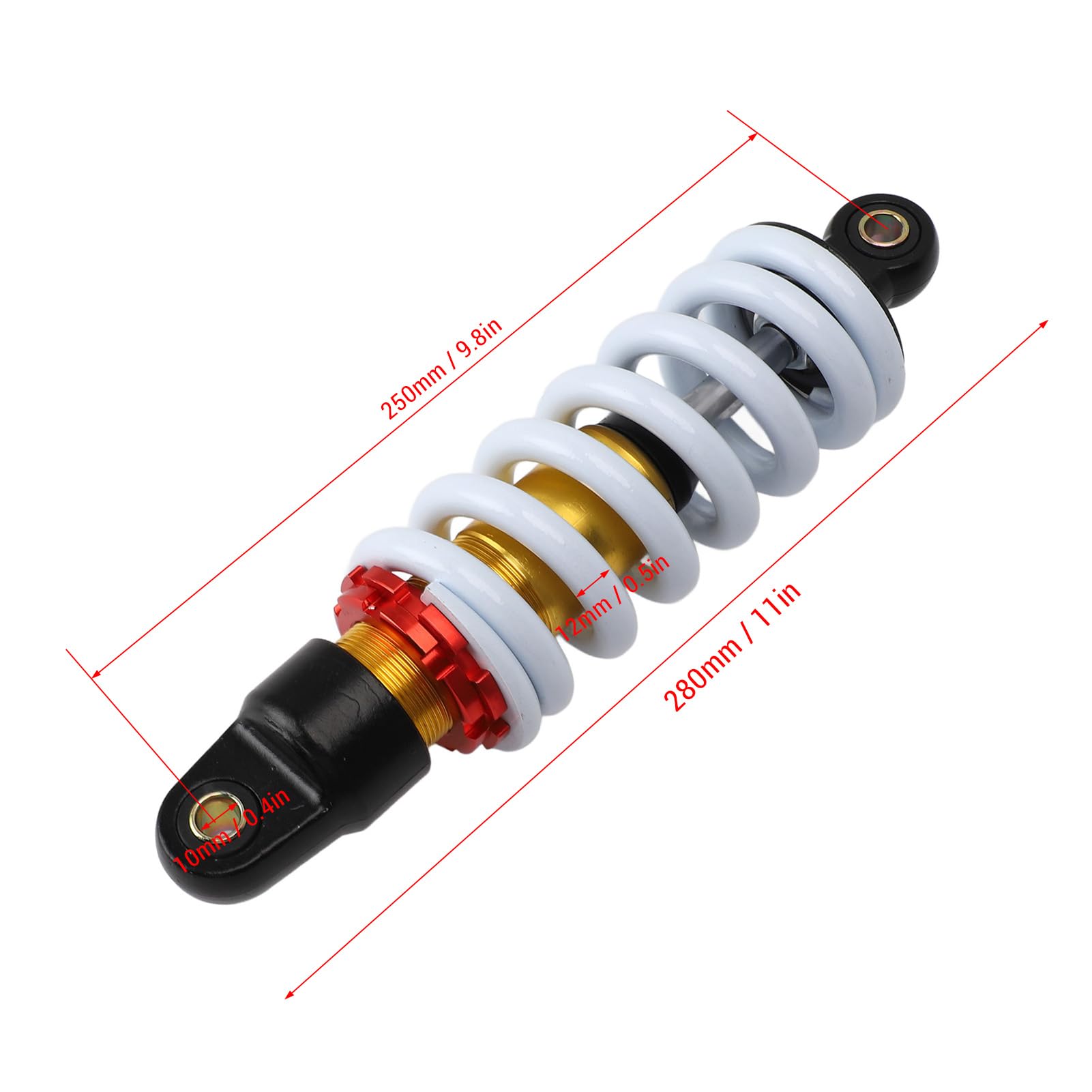 Amortyzator 250 mm ze sprężyną o średnicy 12 mm i regulowanym tłumieniem, zawieszenie ze stopu aluminium do motocykla ATV Quad Dirt Bike gokart, wysokowydajny element o średnicy