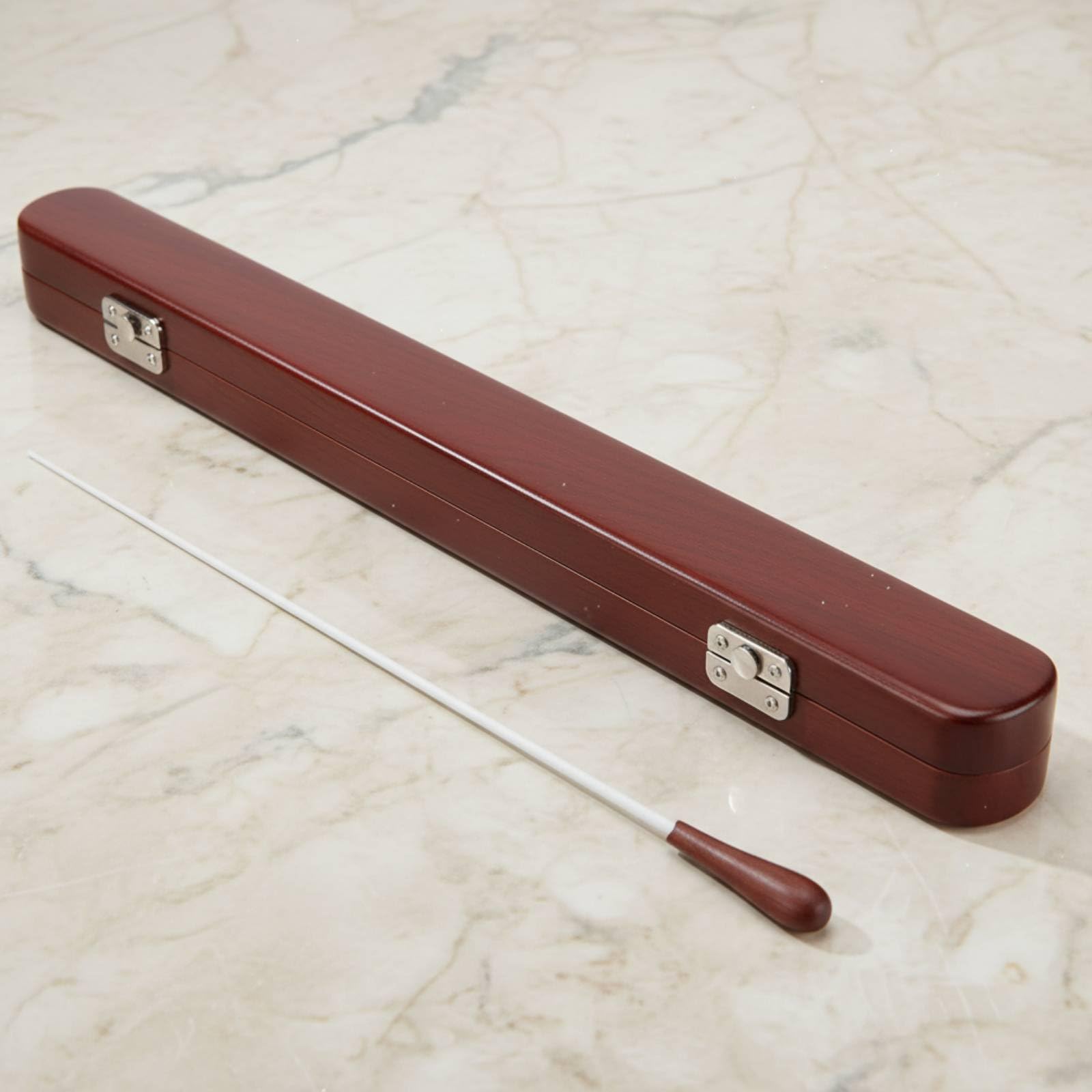 Set Bacchetta e Custodia Legno Massiccio Bacchetta da Direttore D'orchestra Superficie Liscia Porta Bacchette per Prova, Ambra, Scatola Quadrata Con Bacchetta In Palissandro