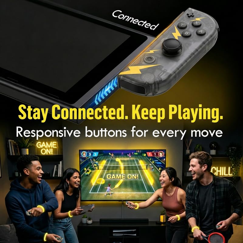 Ninconrep Wireless Switch Controller Joy with Zero Drift Hall Joystick, HD Rumble Gamepad for Family Party Games and Replacement Gift, Cons with Switch 1 OLED Lite Remote 6