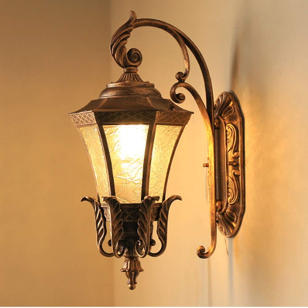 VDOQTLJT Outdoor LED Wall Lamp Mount Sconce Fixture Exterior Lantern Water Pattern Glass Waterproof Cylinder Porch Light for Garden & Patio UL Listed E27(L)