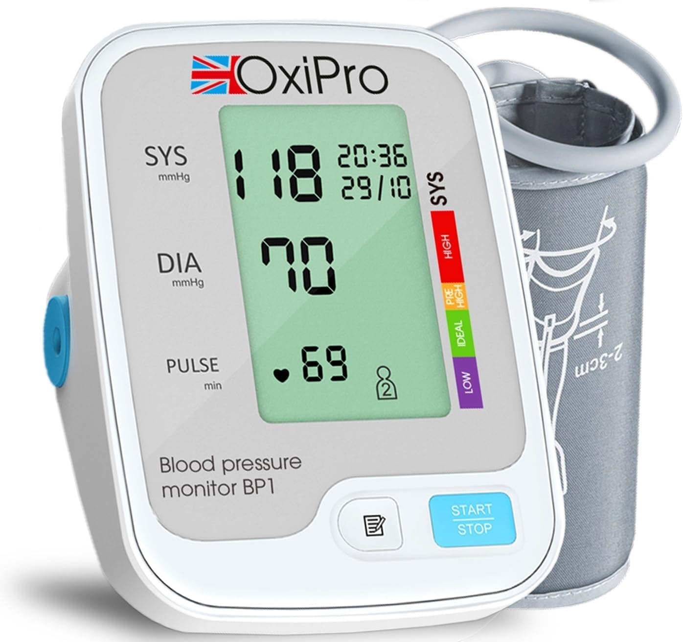 BP1 Blood Pressure Monitors - CE Certified Blood Pressure Machine - BP Monitor for Home - Small to Large Cuff Blood Pressure Monitor - Certified Medical Device