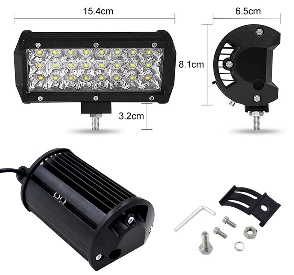 2X 72W 36W 120W 180W Barra de Luces LED,ALPHA DIMA 6000K IP67 Waterproof Focos de Coche Off Road Light Driving Luz de Niebla Superbrillantes LED Faros de Trabajo(72W)