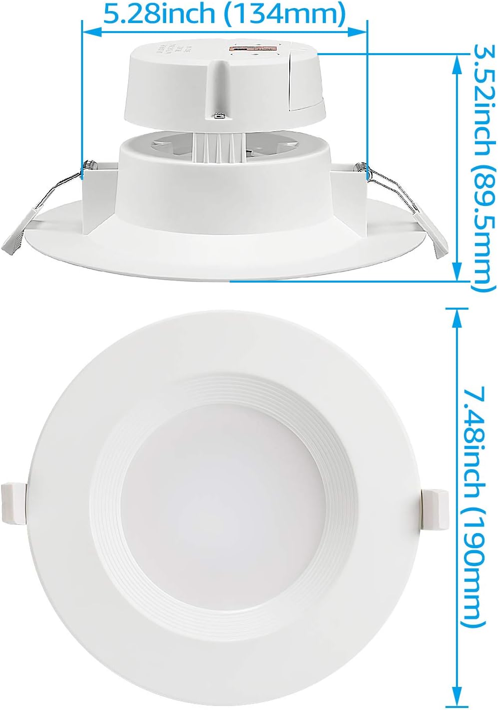 TORCHSTAR 6 Inch Integrated LED Recessed Lighting with Junction Box, Dimmable Baffle Trim Canless Downlight, Anti-Glare, 9W=80W, UL-Listed, Air Tight & IC Rated, 2700K Soft White, Pack of 4