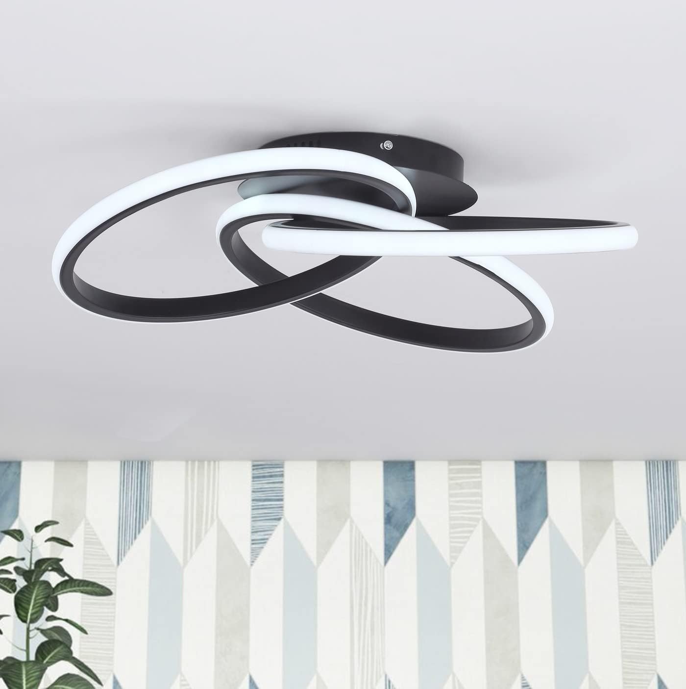 Lampa Sufitowa Dimbare led-plafondlamp met onregelmatige ring Modern dicht bij plafondlamp met acrylkap Semi-inbouw hanglamp voor woonkamer slaapkamer eetkamer hal Biuro