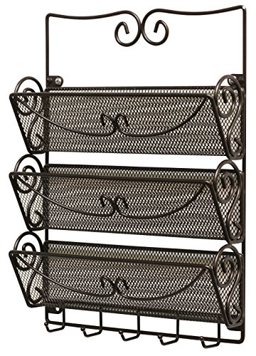Deco Brothers Wall Mail Organizer with 5 Key Holder, 3 Tier, Bronze - Thumbnail 6