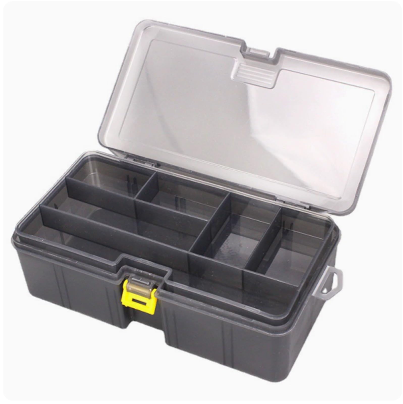 Caja de Almacenamiento de Aparejos Caja De Aparejos Pesca Con Bandeja Plegable, Divisores Ajustables, Organizador Almacenamiento Plástico Fishing Tackle Box