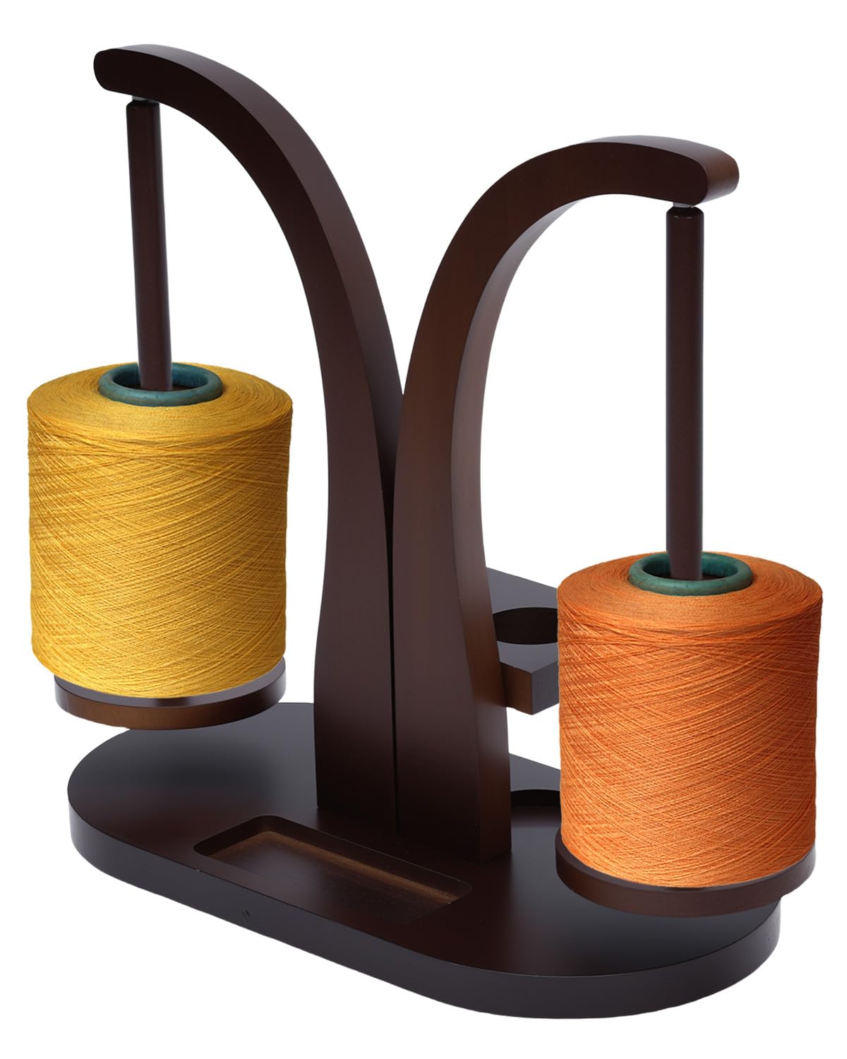 ZaKaBox Double Yarn Holder for Crochet Accessories, Wool Yarn Ball Winder for Crochet Storage, Sewing Knitting Accessories Organizer, Brown