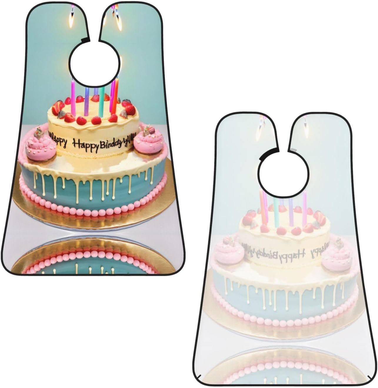 Happy Birthday Big Cake Print Beard Bib Apron, Shaving Apron For Dad, Men'S Hair Catcher For Shaving Best Gifts For Dad
