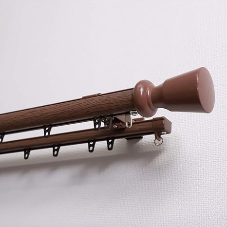 Amazon Co Jp グラムスタイル カーテンレール 2m ダブル 伸縮 木目調 おしゃれ ブラウン ホーム キッチン