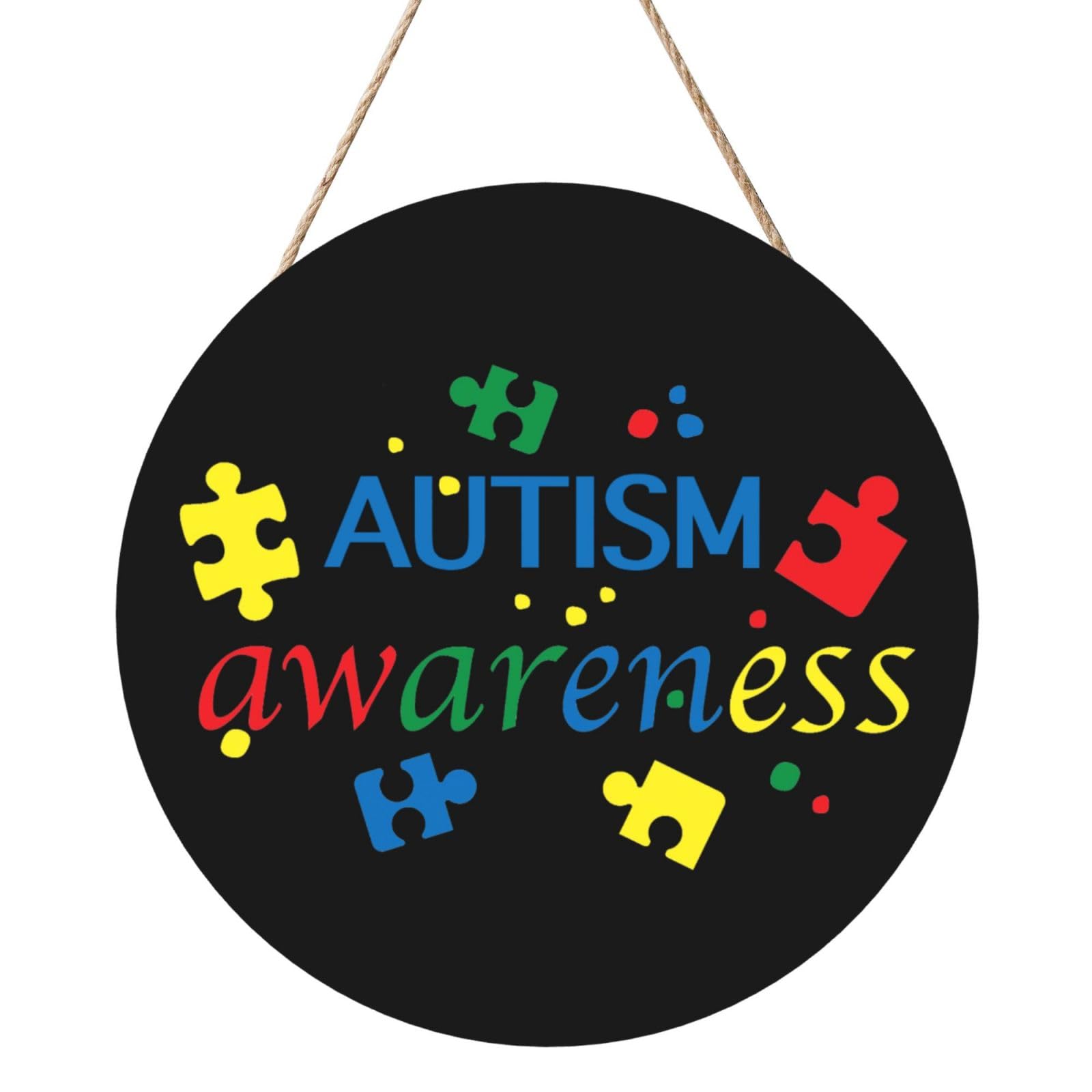 Autism Awareness Month Door Signs Plaques Wood Welcome Sign For Front Door Wall Hanging For Home Farmhouse Office Classroom Party Decoration