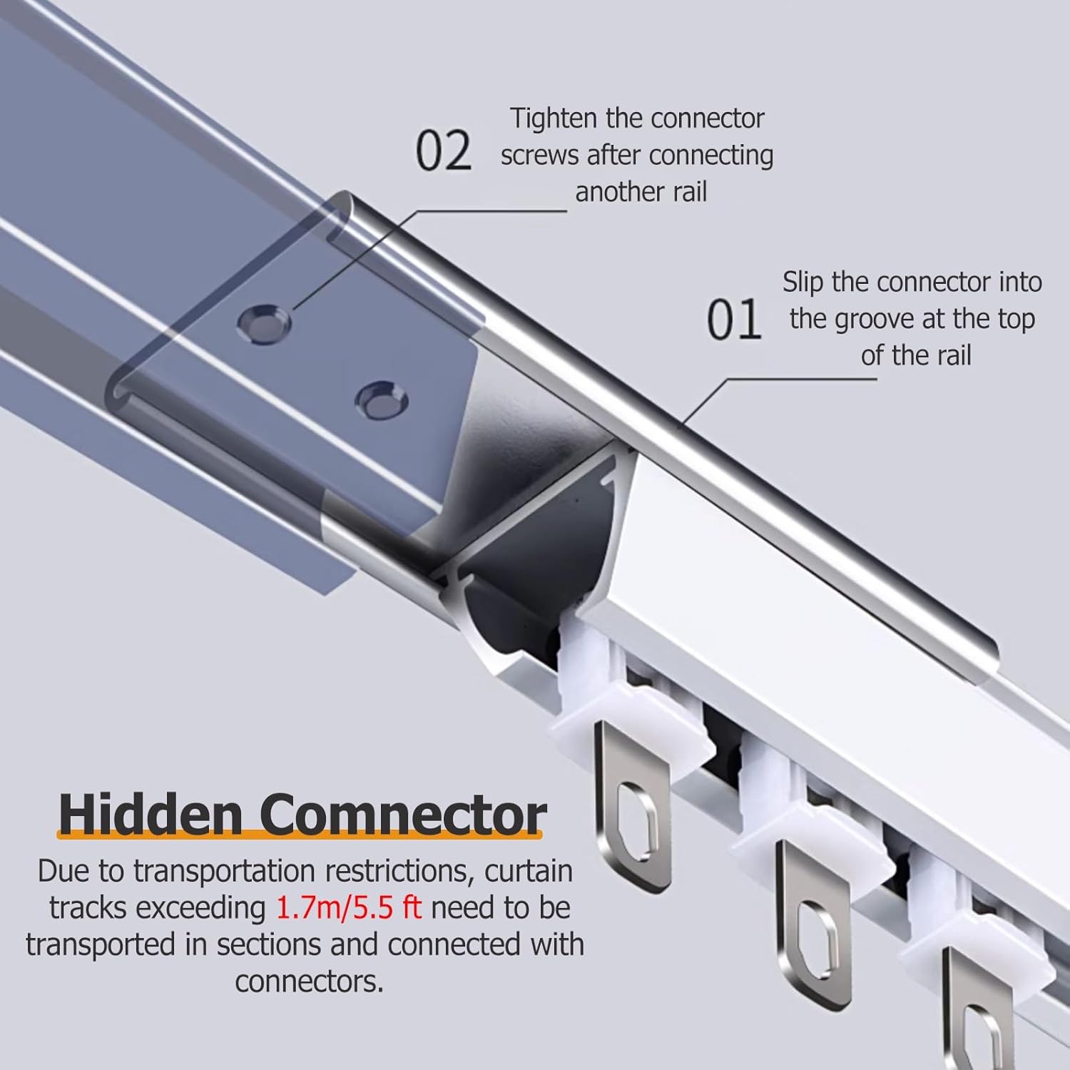 V-Shape Room Divider Curtain Rod with Rolling Wheels, Heavy-Duty Thickened Aluminum Track Curtain for Office/Indoor/Dormitory, Curtain Slide Monorail for Ceil,Ceiling Mount-32ft