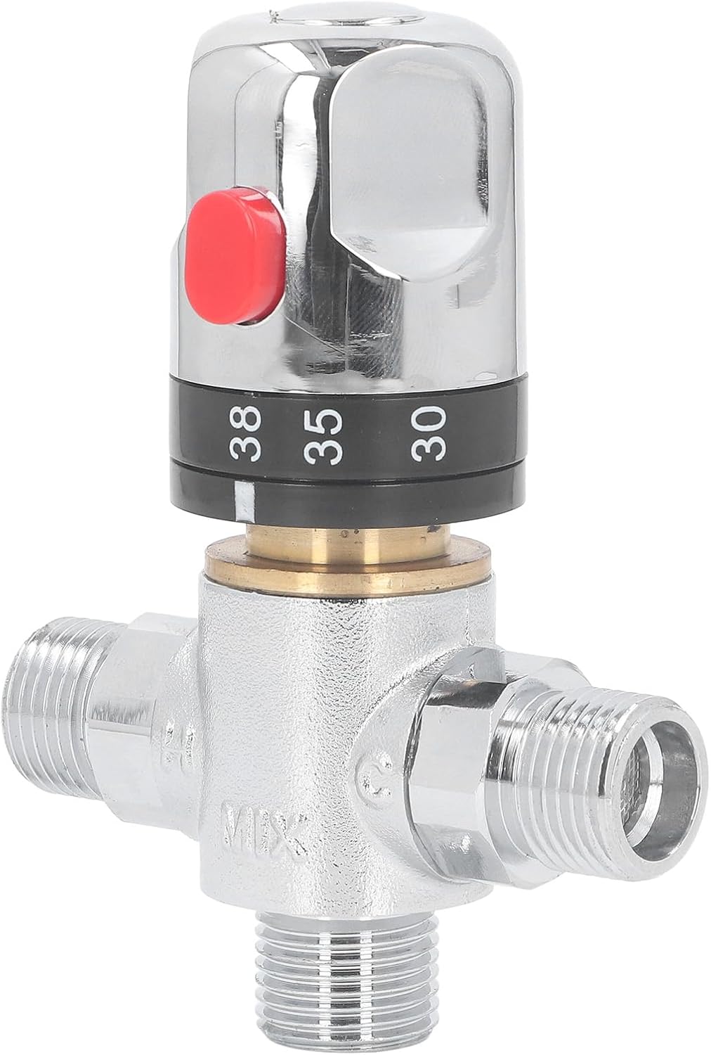 Thermostatic Mixing Valve, DN15 Hot Cold Water Temperature Control Bathroom Faucet and Shower Water Mixer Valve G1/2 Inch Male Thread, Brass