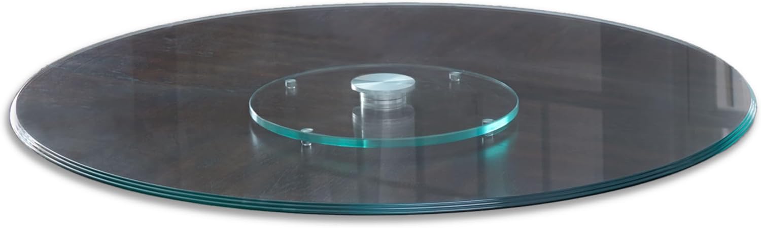 Steve Silver Furniture Avenue Lazy Susan, 40" Round, 360-Degree Rotation, Tempered Glass, 12mm Thick, Triple Edge, Dining Room, Kitchen, Clear Server Plate, 40" L x 40" W x 0.5" H, Clear