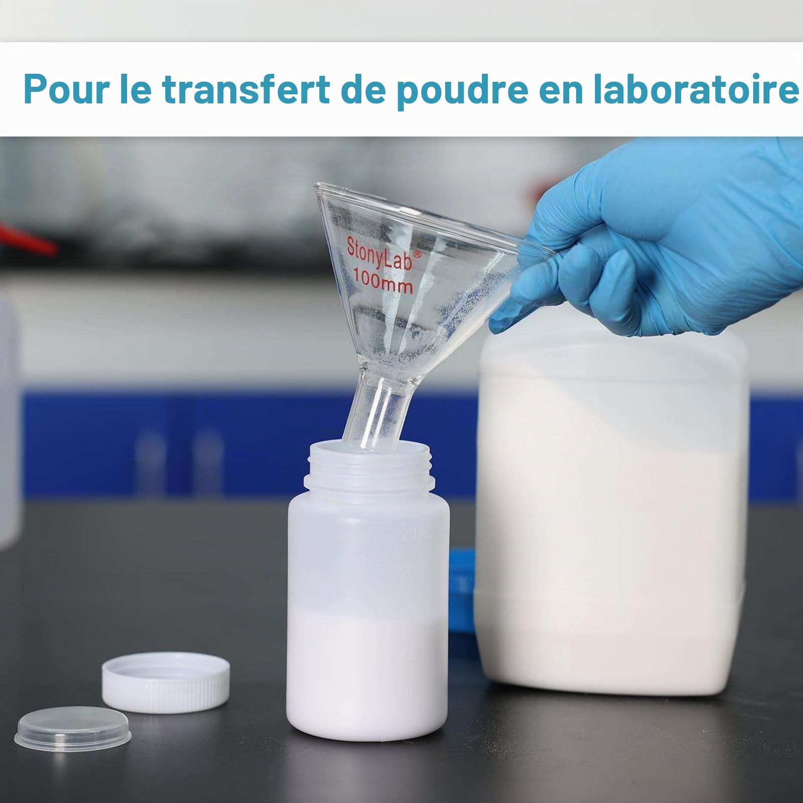 stonylab Verre Entonnoir à Poudre, Mur Lourd Powder Funnel Verre Borosilicaté Entonnoir à Tige Courte Avec 150 mm de Diamètre Supérieur et 26 mm de Longueur de Tige