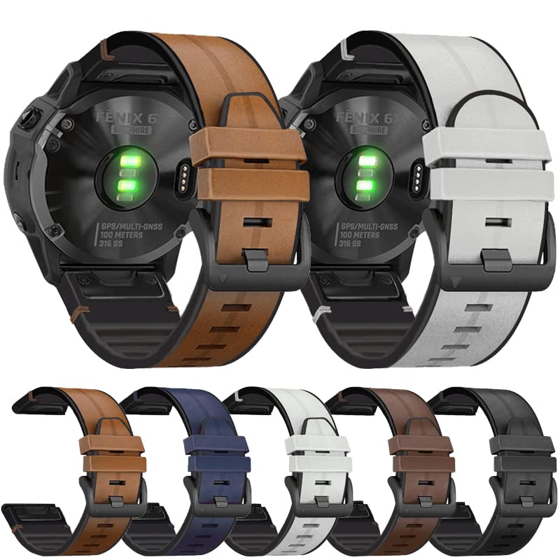 Correa Quickfit 22 mm compatible con Garmin Fenix 5 Plus pulsera cuero silicona Forerunner 945 2