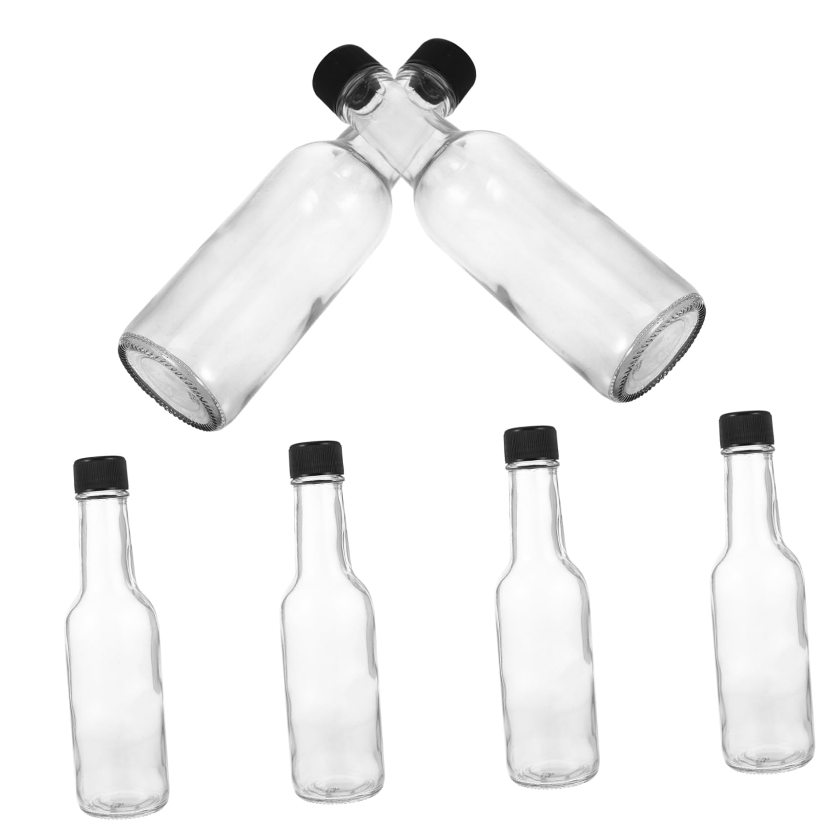 6 Botellas de Salsa de Vidrio de 150ml Tapa, Fácil de Lavar y Multipropósito, para Uso Doméstico y Comercial, Dispensadores Prácticos para Ketchup y Salsas