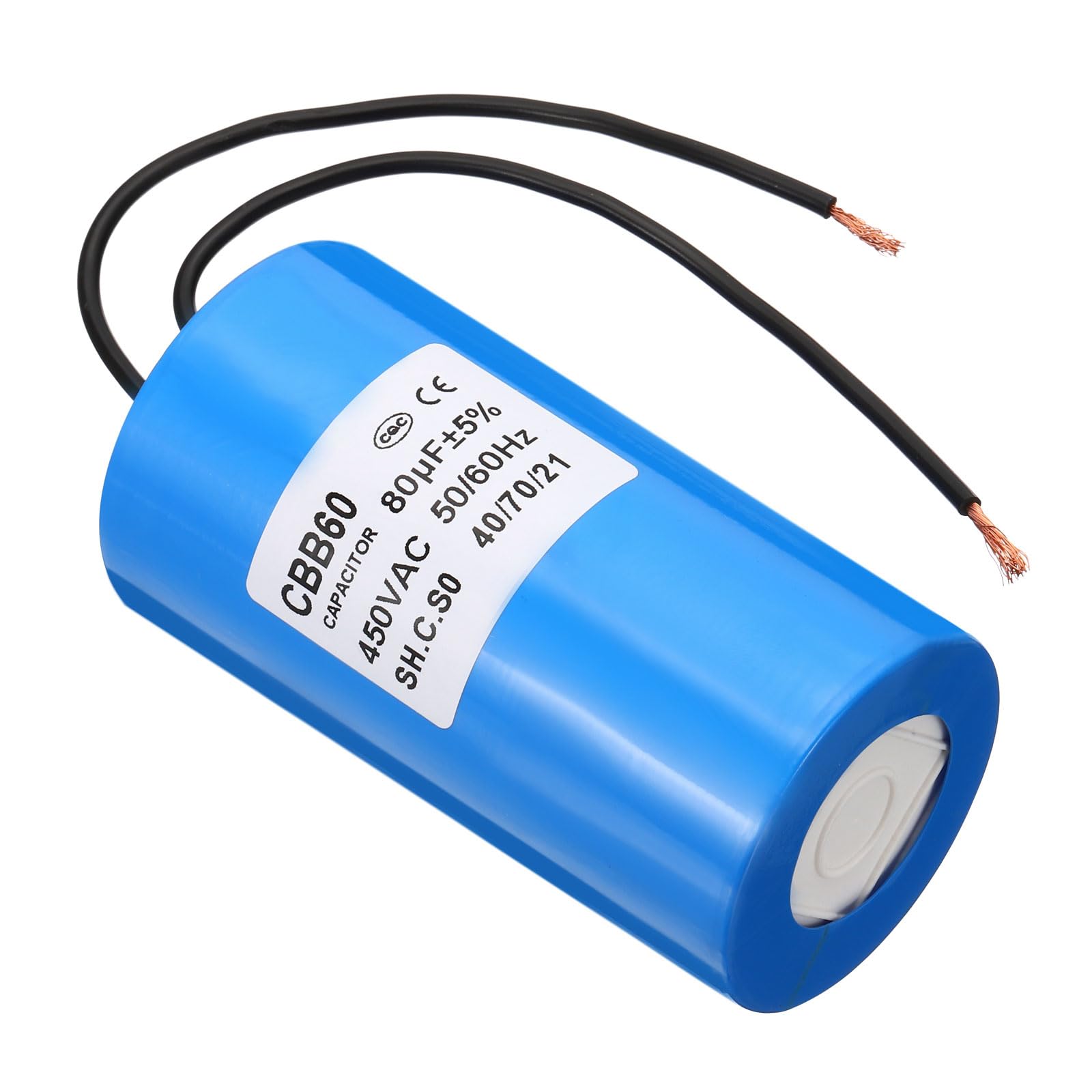 PATIKIL 80uf CBB60 Run Capacitor — 1 Piece AC 450V 2 Wires 50/60Hz Motor Running Capacitor 280x55x105mm for Washing Machine, Cleaning Machine Pump Motor Star (Color May Vary)