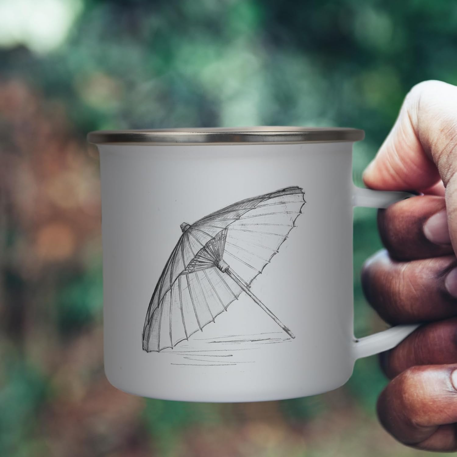 12Pcs Sublimation Blank White Enamel Mug 12 OZ with Silver Rim Camping Travel Coffee Metal Mug Can be used as a gift for Christmas Thanksgiving Mother's Day Father's Day - Image 8