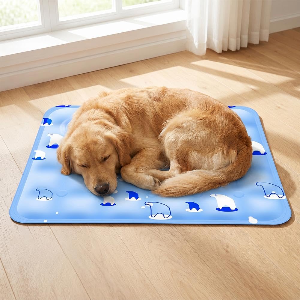 Reusable Pet Cooling Pad,Instant Summer Relief, Breathable Ice Silk Surface, Non-Toxic, Easy to Clean,for Dogs, Cats, Crates,Beds, Car Seats, Travel, Indoor/Outdoor Use (S light blue)