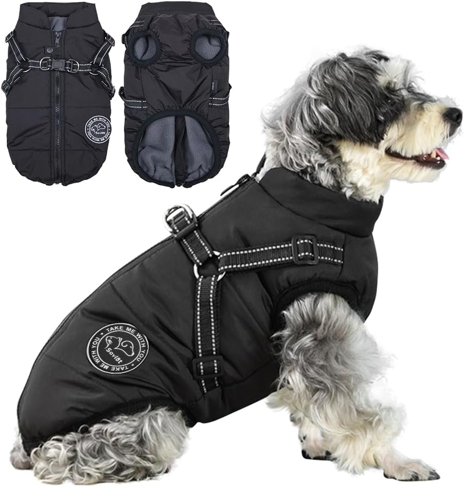 Dociote Hundemantel mit Geschirr Hundejacke für große Hunde Winter