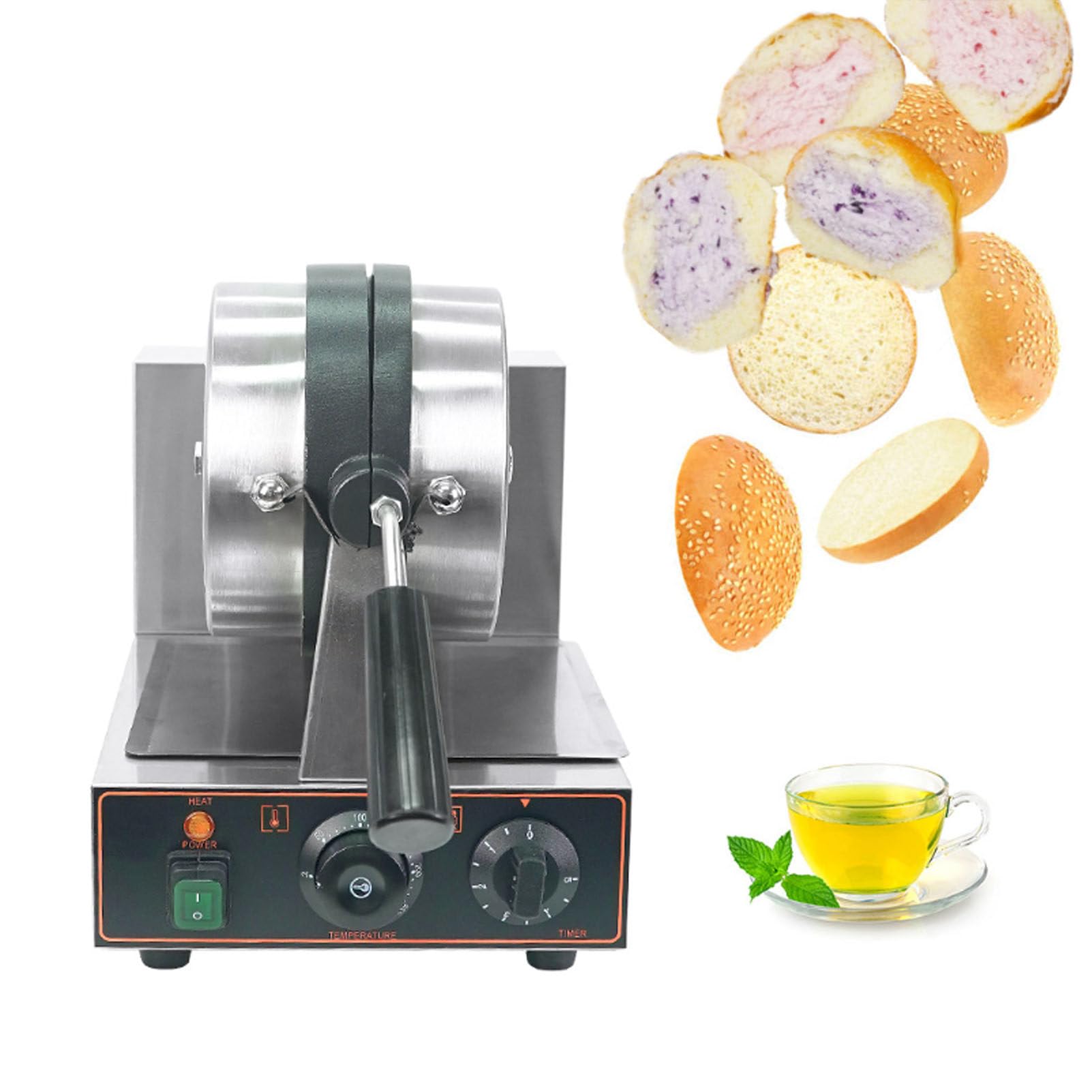 Macchina per Hamburger e brioche con Gelato, Macchina elettrica per Waffle e Hamburger, Macchina per panini con Piastre antiaderenti, Macchina per Waffle con Uova a Bolle,