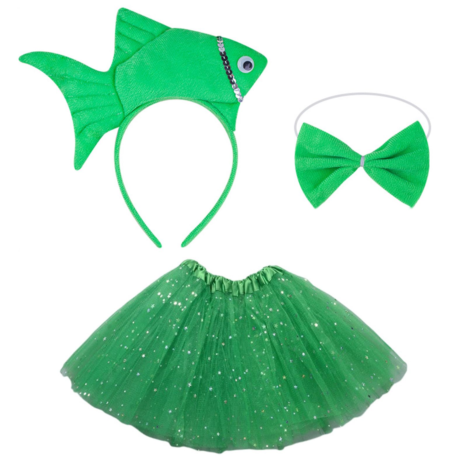Fish Costume Set Fish Headband and Bowtie Tutus Skirt Animal Fancy Kits Accessories for Halloween Cosplay Cosplay โ image 1