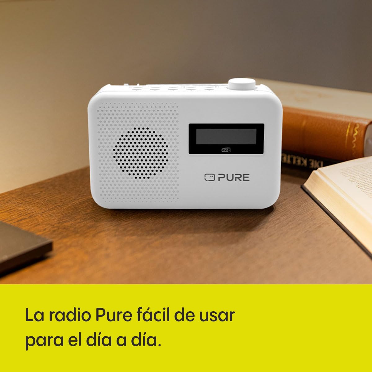 Pure Elan One2 Radio Portátil Dab+/FM con Bluetooth 5.1 (Pantalla LCD, 10 Botones de Memoria, Funciona con 4 Pilas AA) Blanco Algodón