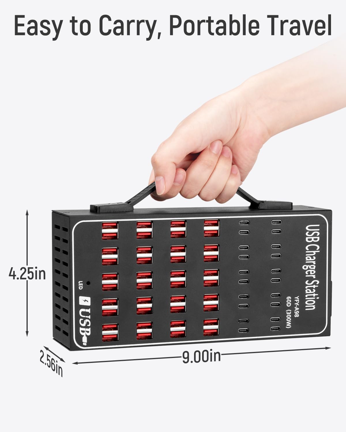 60 Port 300W(60A) USB Charging Station, Multi USB C Charger Station Block with Intelligent Protection, Desktop Charging Station for Multiple Devices, Suitable for Schools, Hotels, Shops and Malls