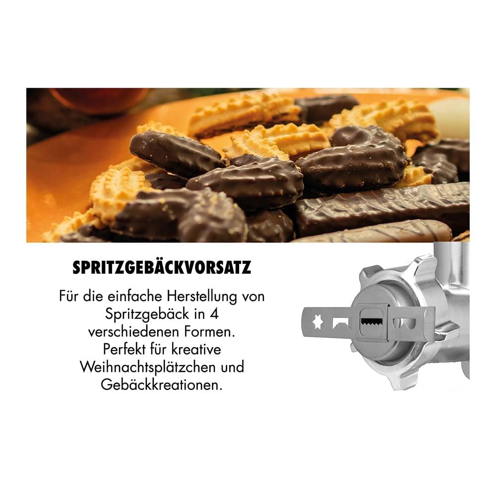 GASTROBACK DESIGN maszynka do mięsa 6 w 1 Plus #6 – elektryczna maszynka do mięsa o mocy 700 W, powrót, nasadka do wypieków, wypełniacz do kiełbasy, nasadka do kebbei, prasa do burgerów, obudowa ze
