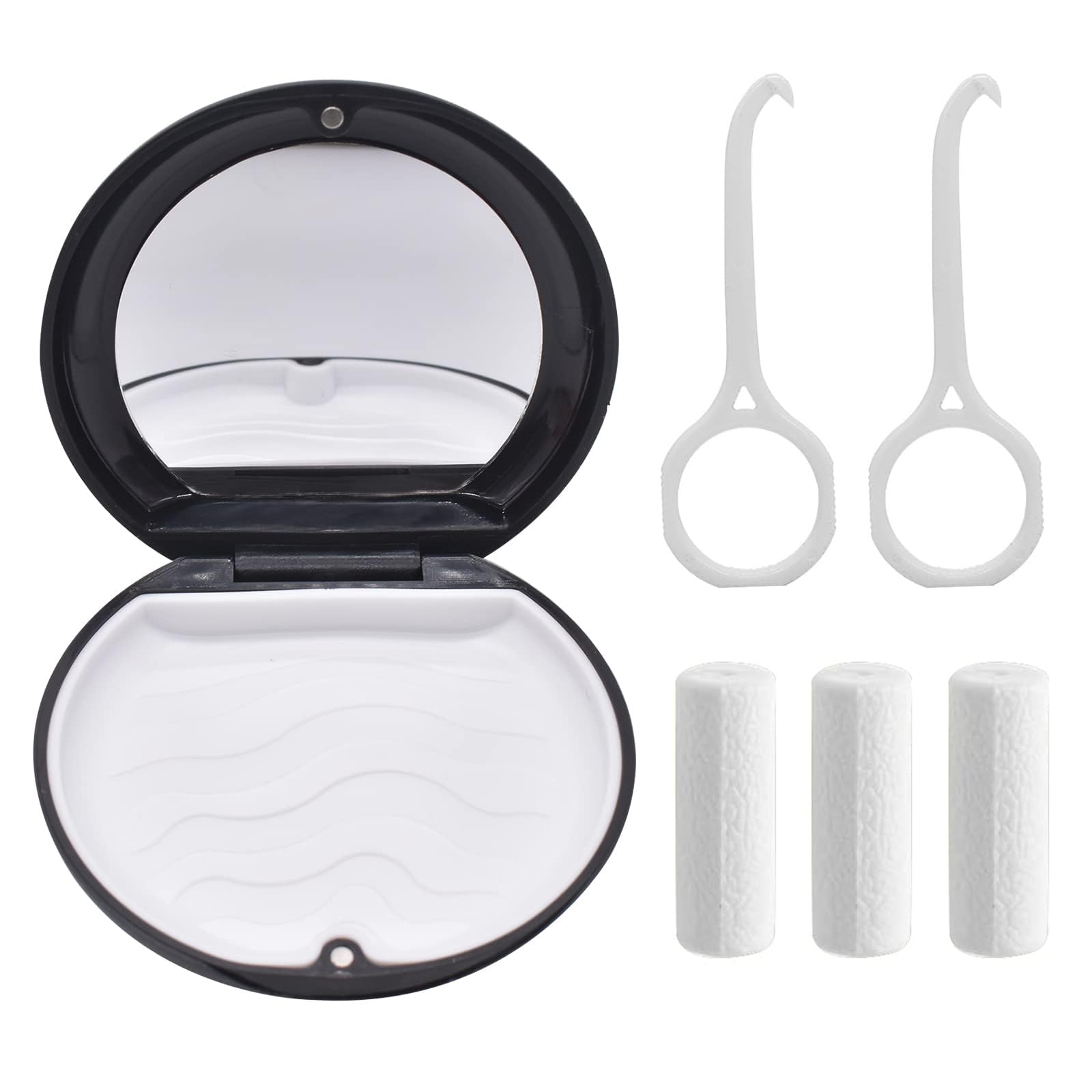 Denture & Teeth Mouth Tray Retainer Box Sets Partial Denture Box with 2Pcs Aligner Removal Tool and 3Pcs Invisible Chewer (Black)