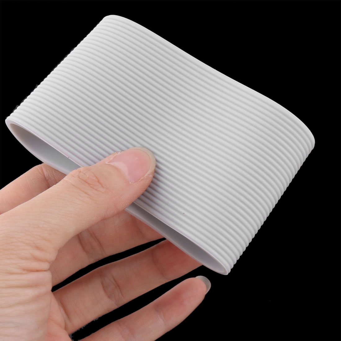 Sourcingmap Silicone Outdoor Round Nonskid Water Bottle Mug Cup Sleeve Cover 6.5cm Dia Light Gray - Image 3