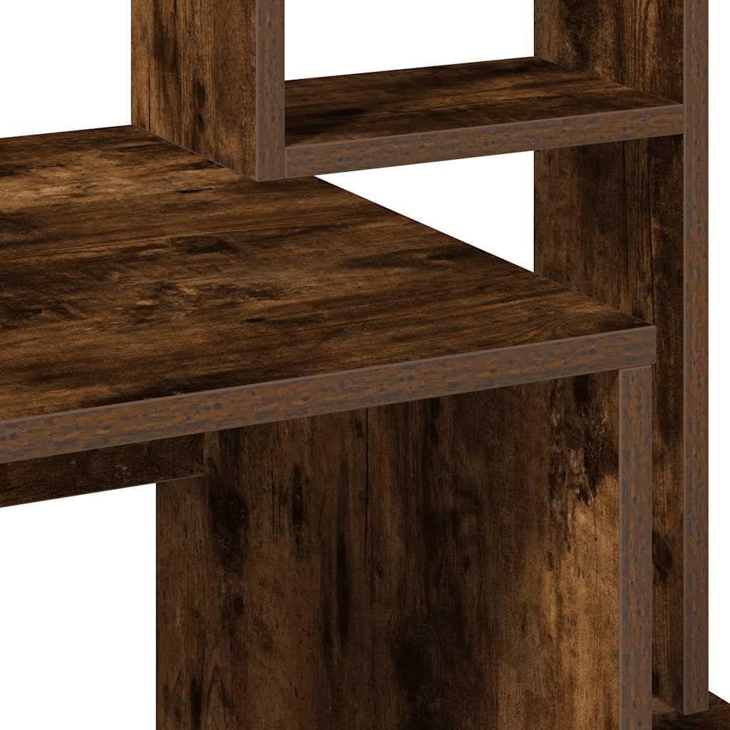 Scrivania con Mensole Rovere Fumo in Truciolato 100x45x140 cm con Ripiani e Cassetti, Tavolo per Studio, Ufficio, Smartworking, PC Gaming, Spaziosa Postazione Lavoro Casa