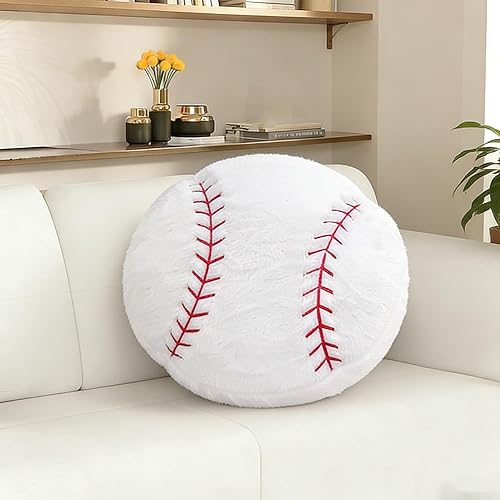 Almohada de béisbol de 15.8 pulgadas, suave y esponjosa, almohada deportiva, almohadas decorativas redondas de béisbol para decoración del hogar,