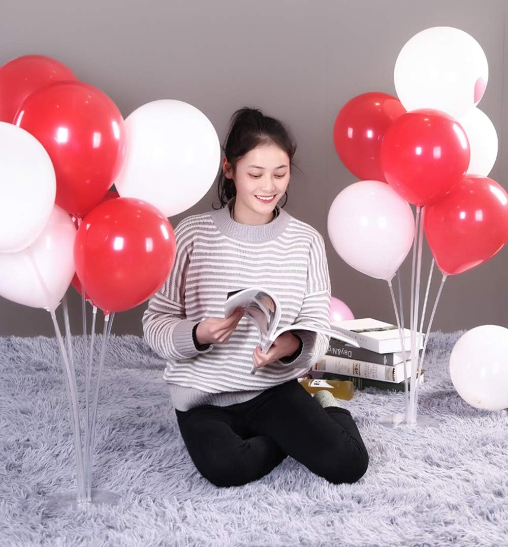 Table Balloon Stand Kit (2 Sets) Plus Party Balloons (20pcs) (10 inch) - Reusable Clear Balloon Holder Includes 14 Sticks, 14 Cups, 2 Base with Balloons for Birthday Wedding Party Event Decorations