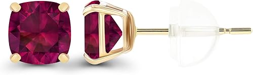 Miniatura 2 de Aretes tipo dormilona de oro macizo de 14 quilates de 0.197 in con piedra natal genuina para mujer, hipoalergénicos, aretes de tuerca con piedras